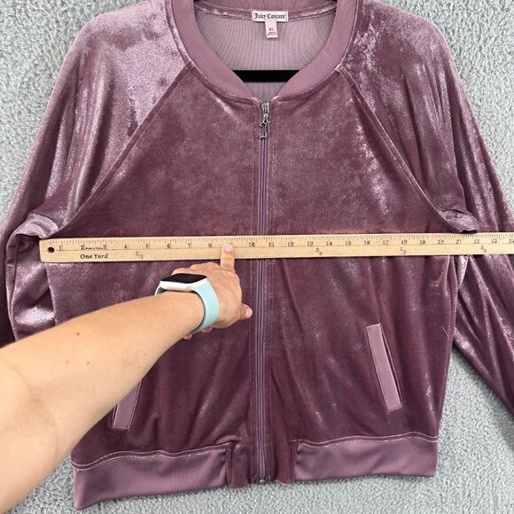 VTG Y2K Juicy Couture Lilac Shimmer Zip Up Velour Track Jacket - Picture 6 of 14